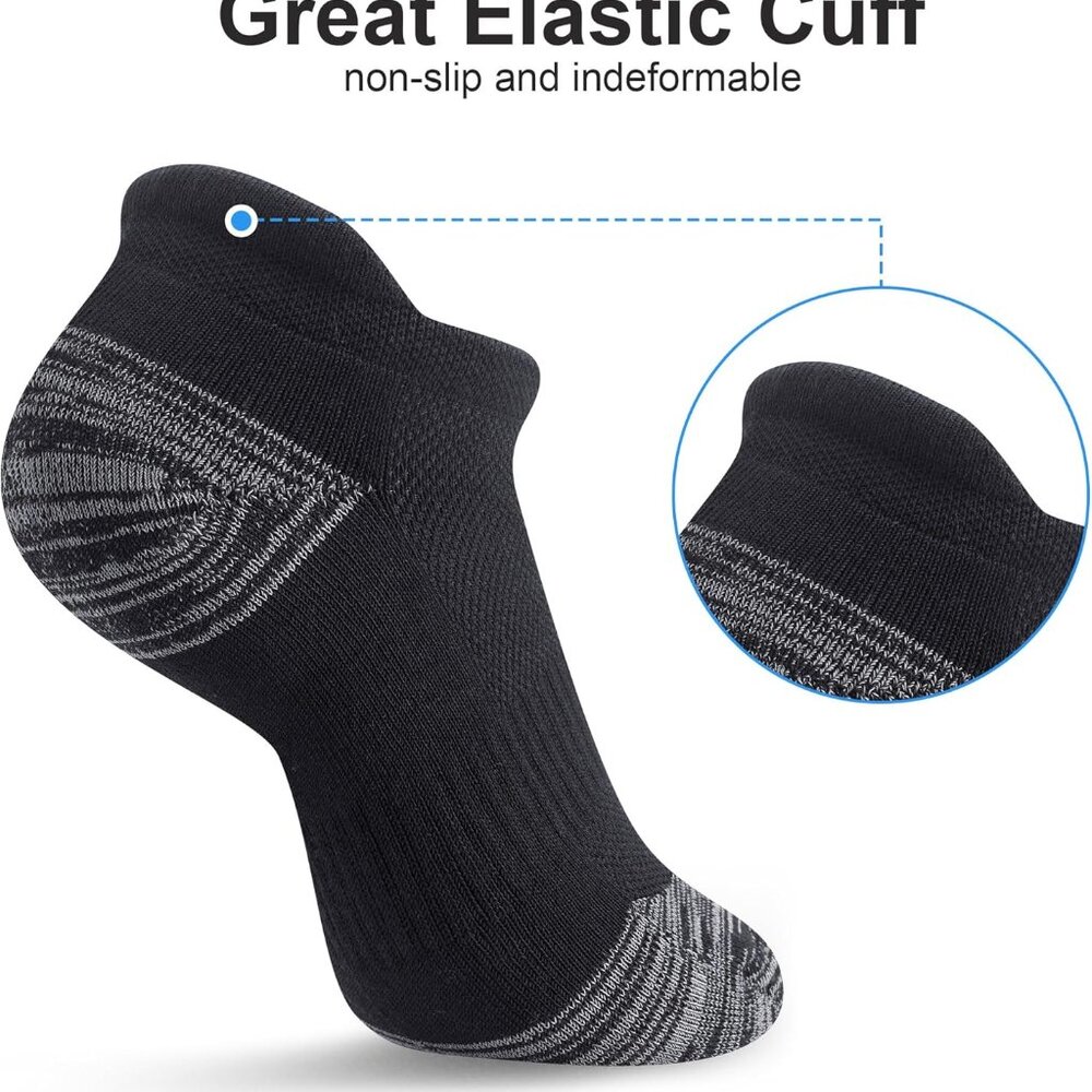 Women's Ankle Socks for Athletics 5-Pack Breathable Cotton with Arch Support - Picture 6 of 7
